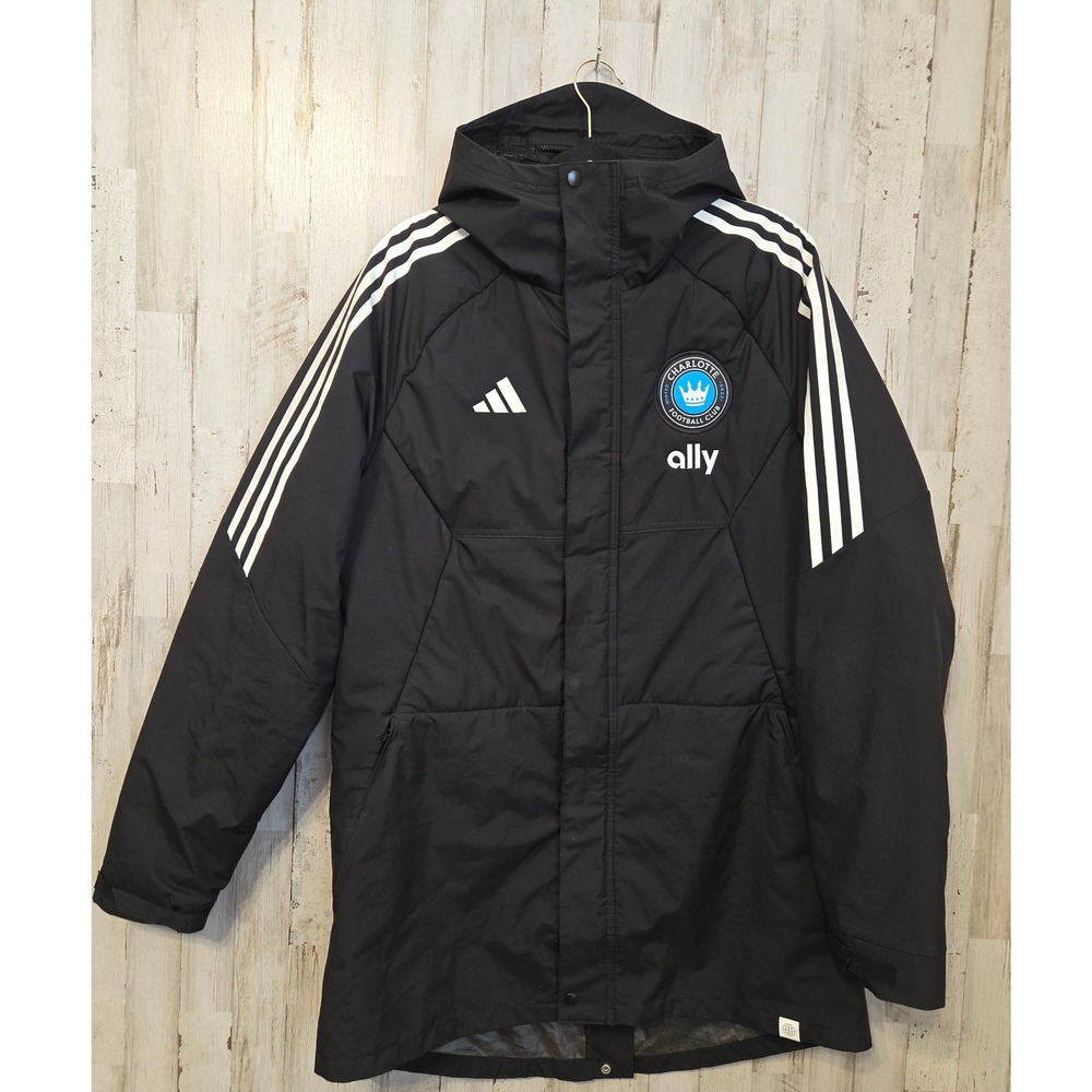 Adidas Charlotte Football Club Ally men M Zip Parka Coat Hooded Jacket Winter